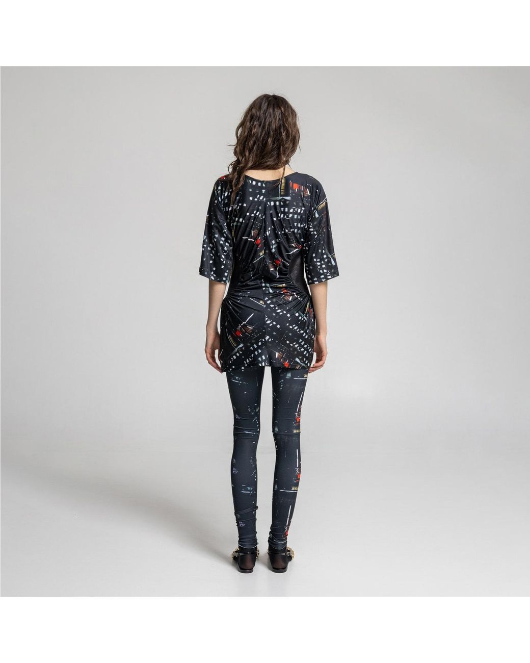 ARTISTA Gray Bright Printed Elastic Leggings