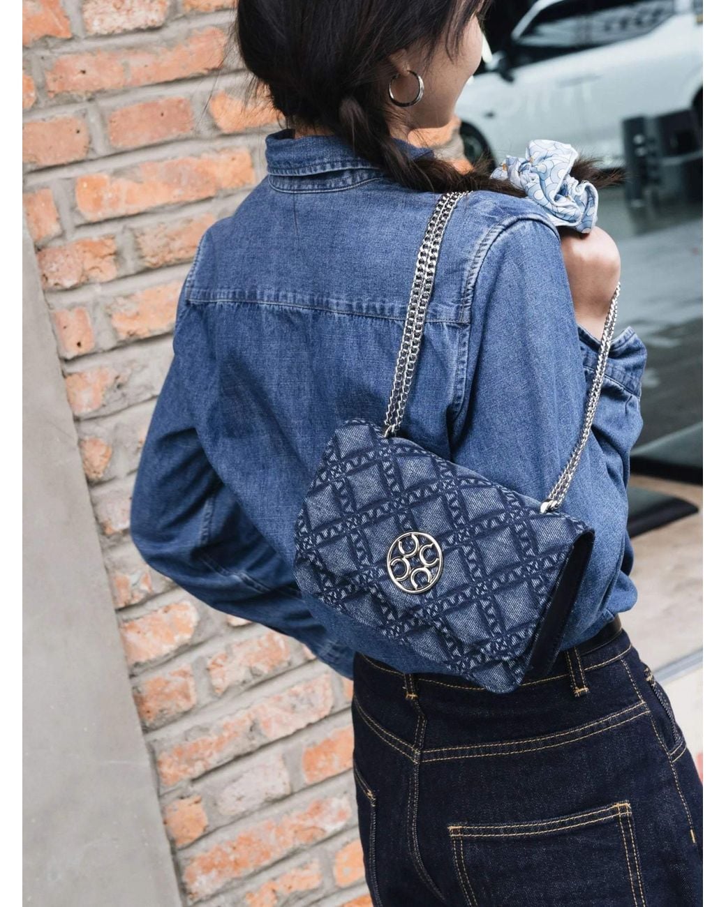 Orange Cube Blue Mosaic Urban Crossbody Bag