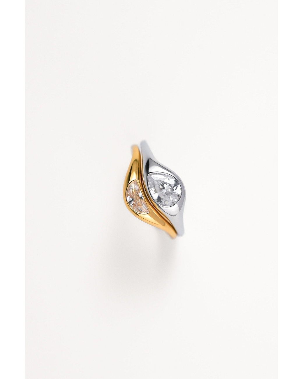 Zynnia Collective Metallic Two Tone Double Ring Set