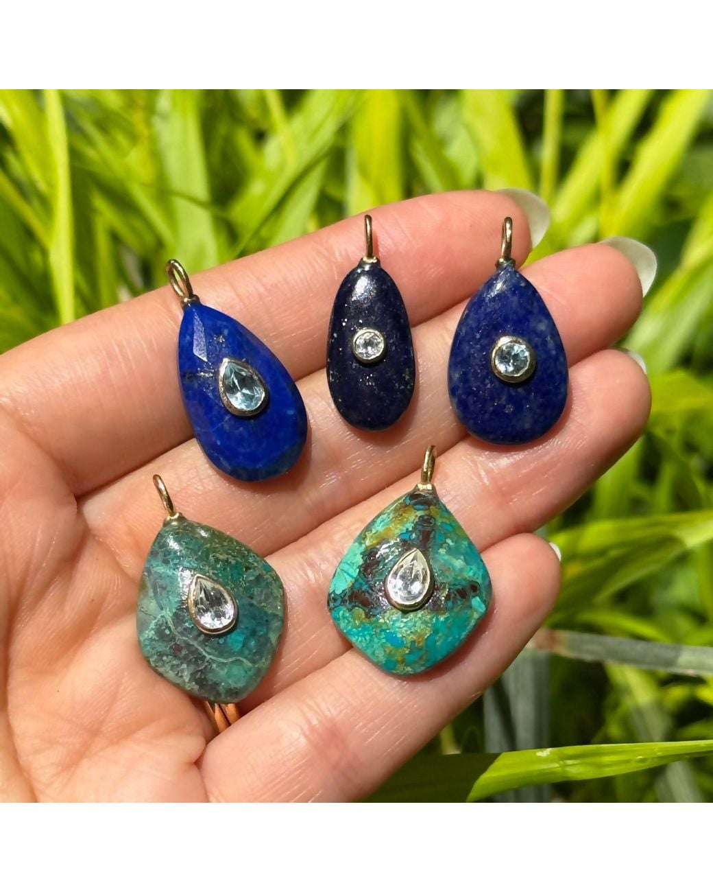 KAMARIA Blue Lapis Gemstone Pendant With Topaz