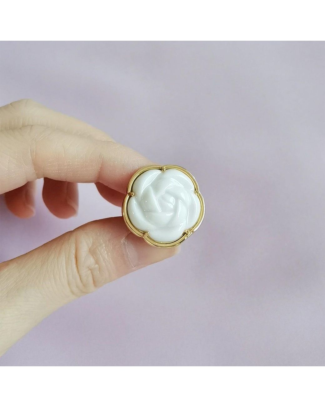 POPORCELAIN Metallic Porcelain Camellia Brooch