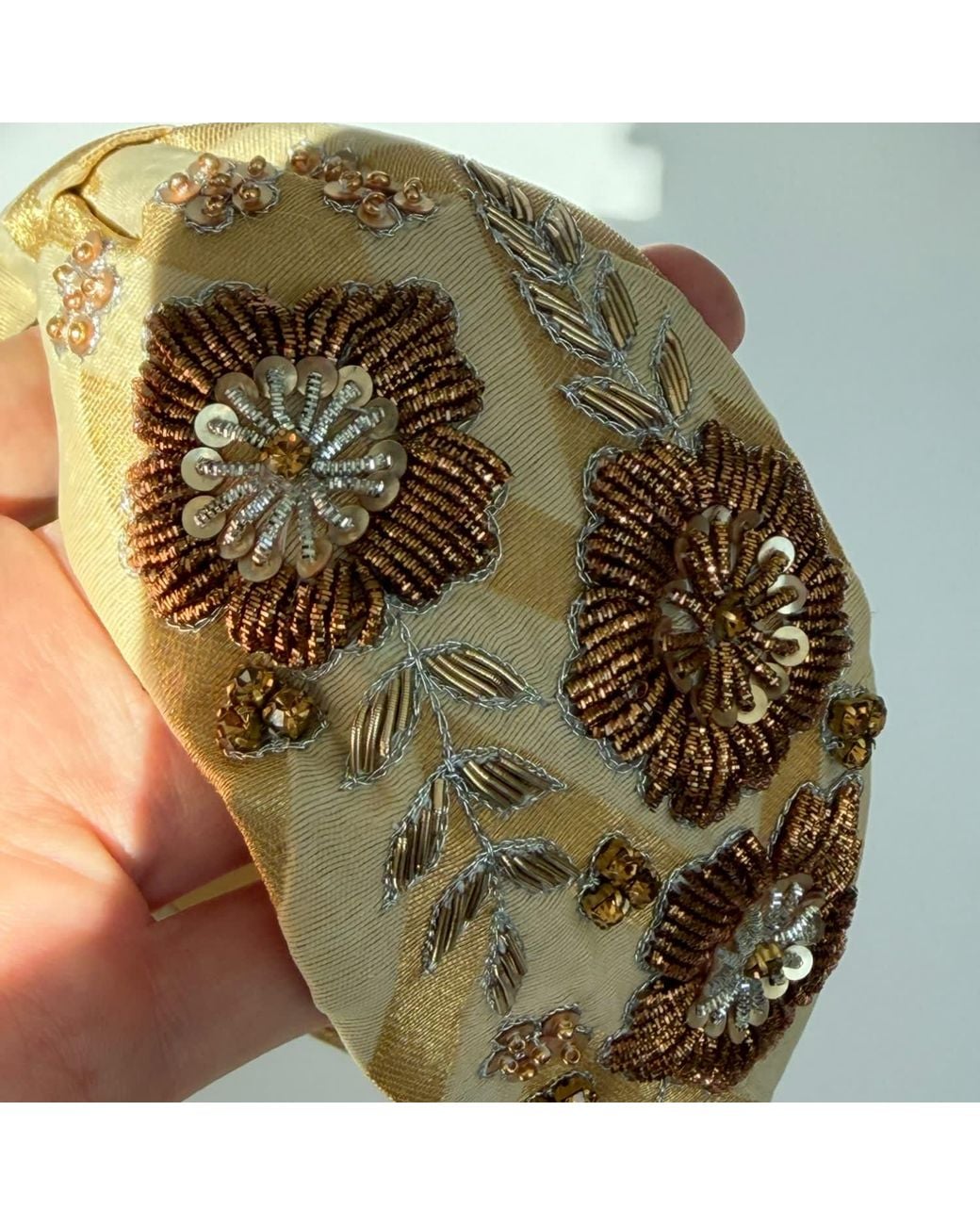 VETKA Metallic Neutrals Headband Amber Bloom