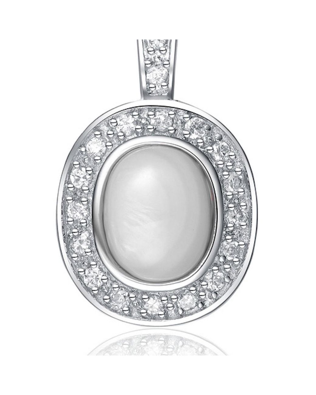 Genevive Jewelry Metallic Sterling Cubic Zirconia Stone Pendant Necklace