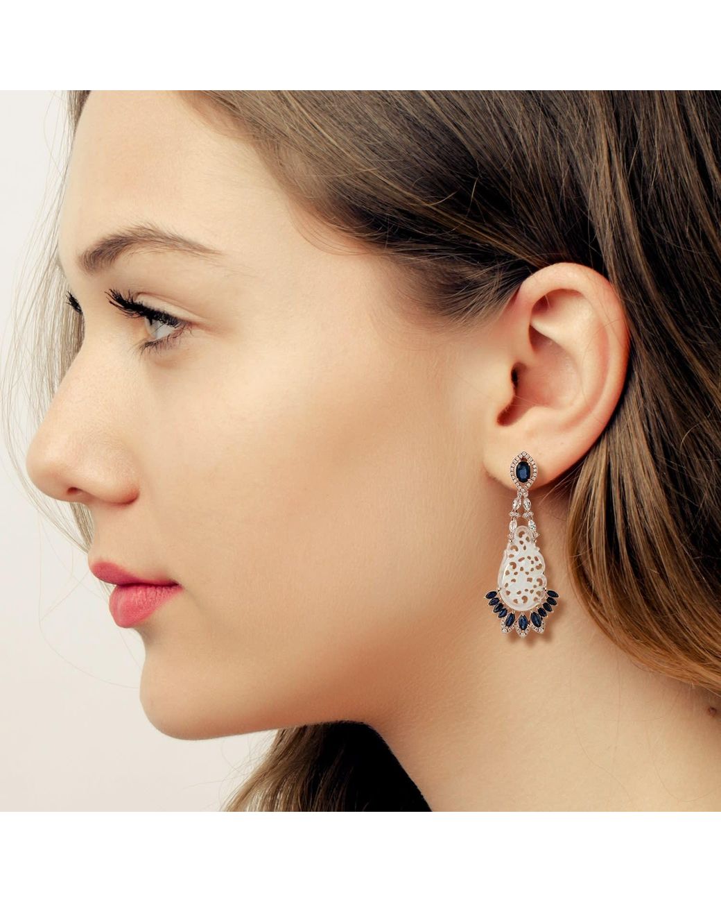 Artisan White 18K Rose Jade, Sapphire & Diamond Statement Drop Earrings