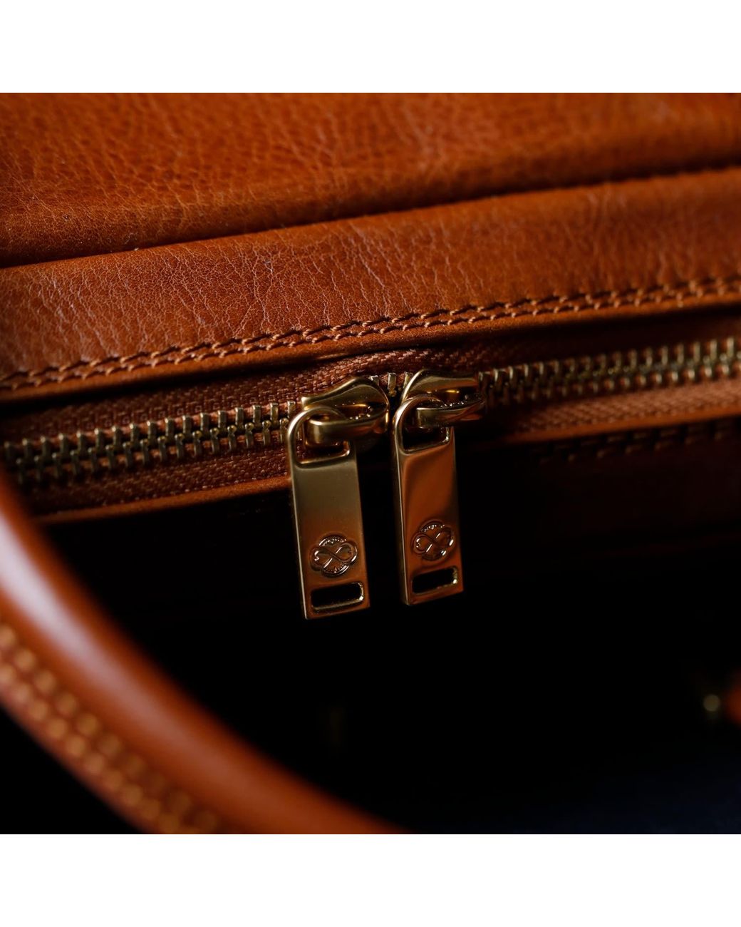 Time Resistance Brown Cognac Leather Briefcase Laptop Bag for men