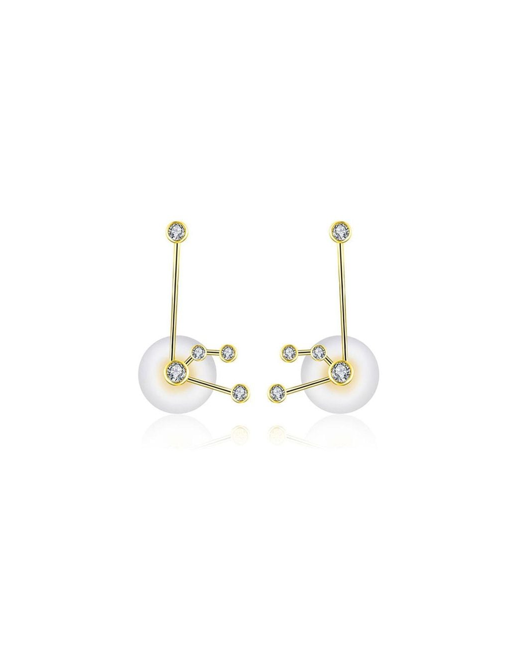 Genevieve Collection Metallic Aquarius Zodiac Constellation Earring 18K & Diamond