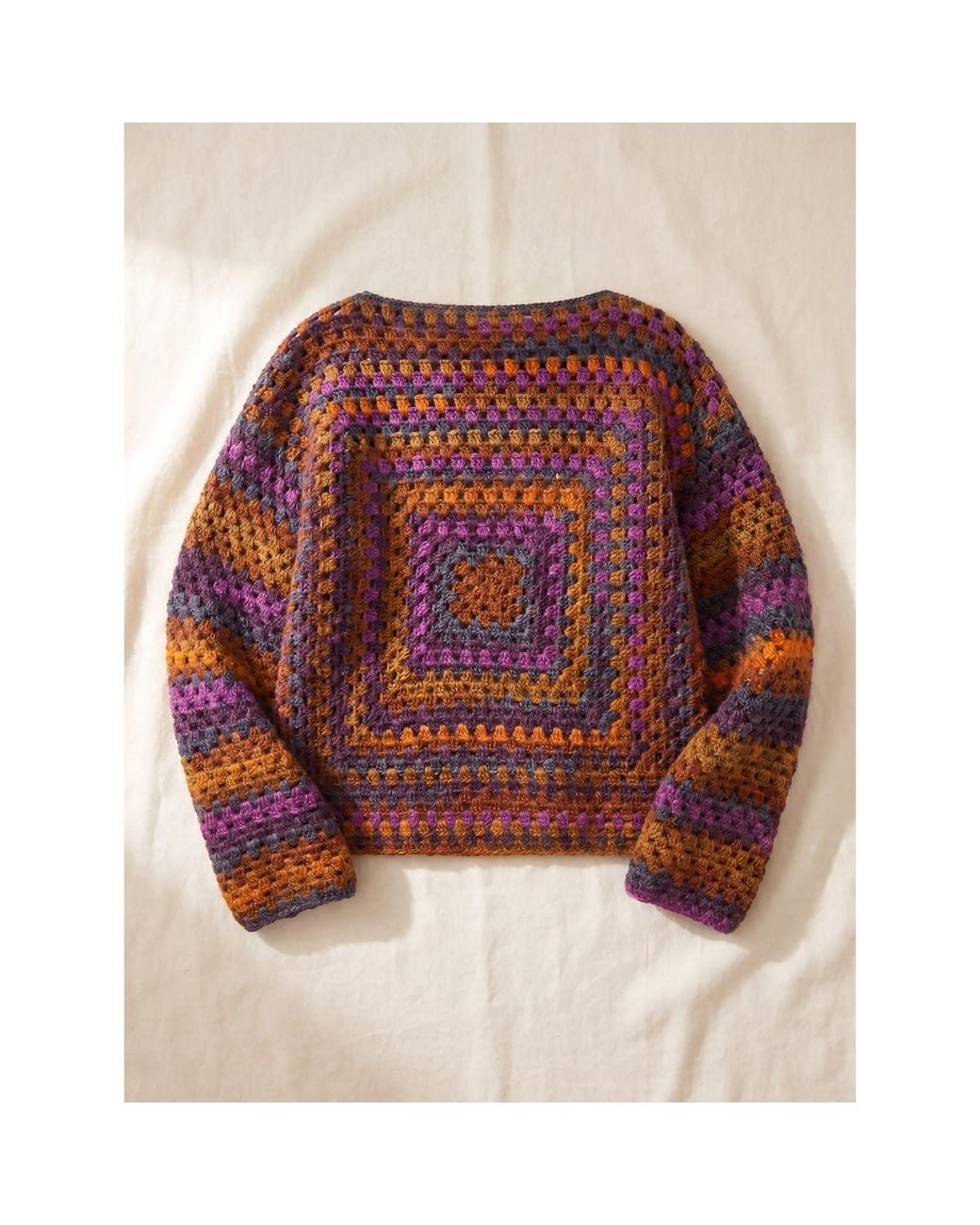 Ana Chic Red Autumn Granny Square Handmade Crochet Jumper