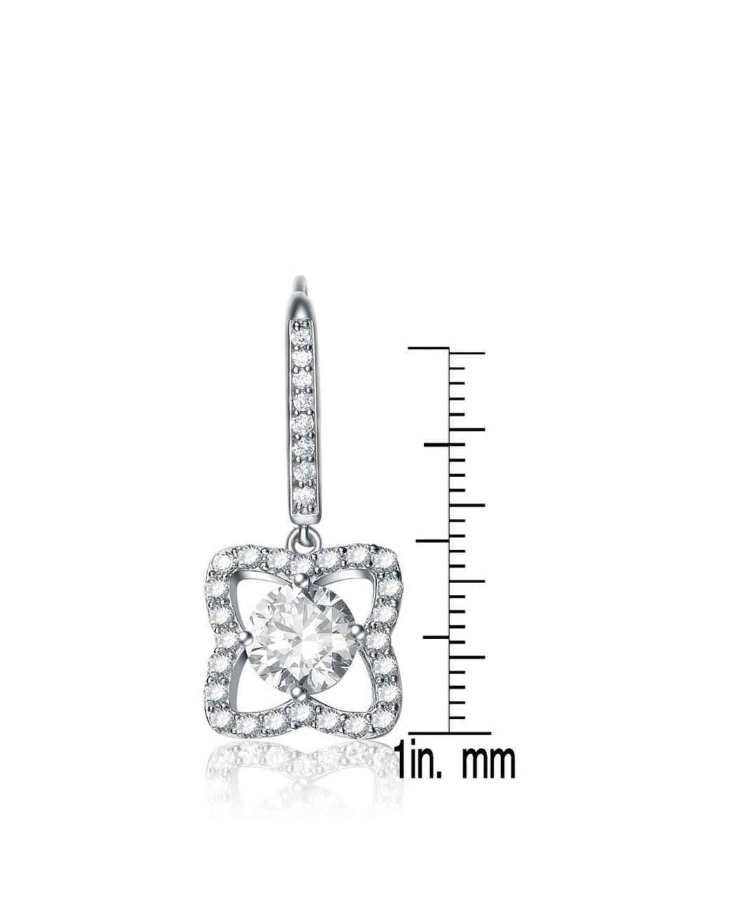 Genevive Jewelry White Sterling Cubic Zirconia Butterfly Drop Earrings