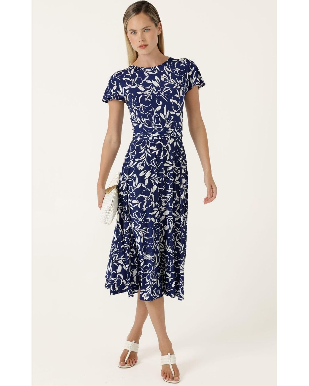 SACHA DRAKE Blue Reverse Wrap Midi Dress