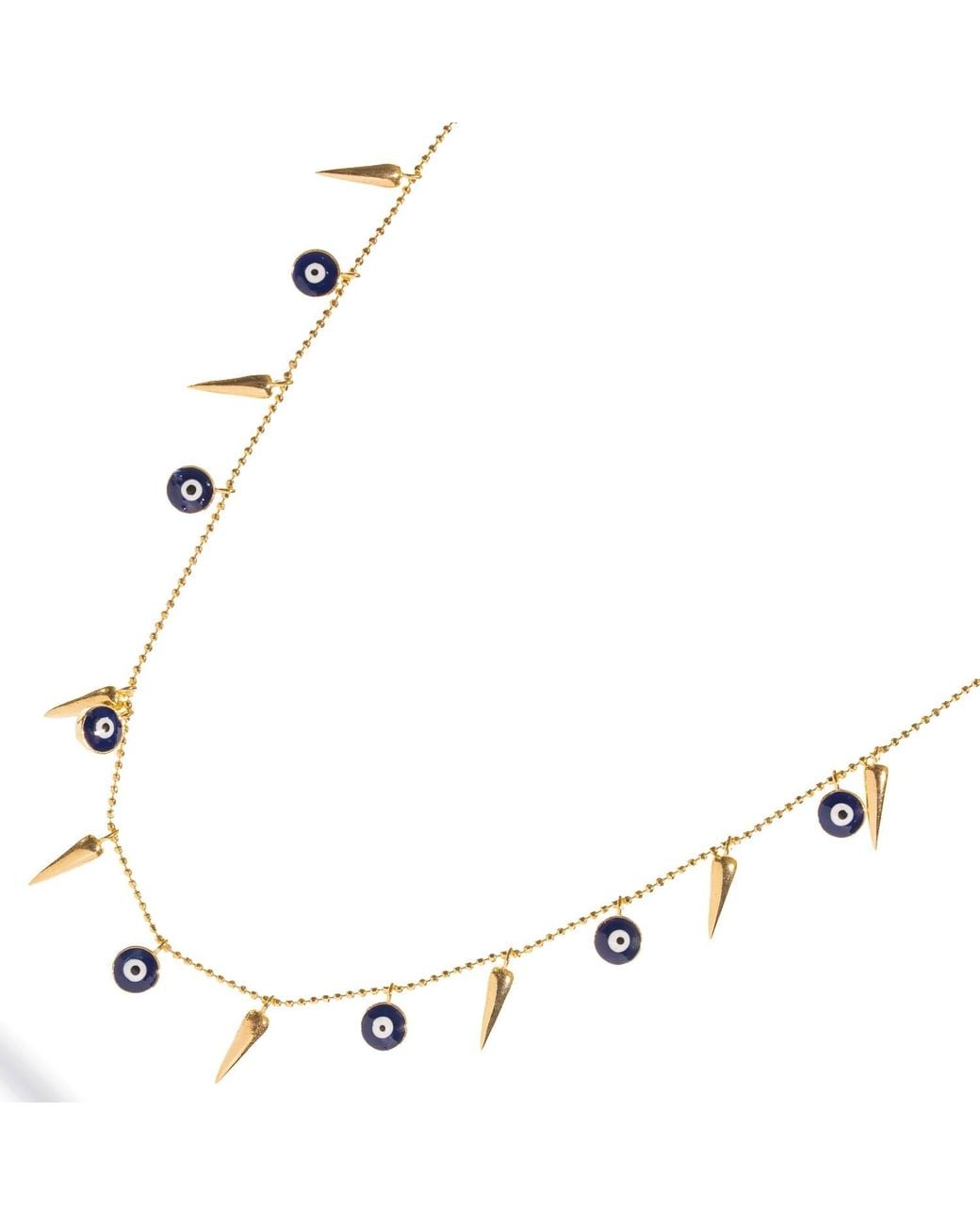 Ebru Jewelry Metallic Evil Eye & Spike Charm Necklace