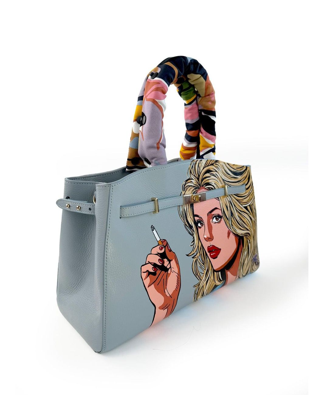 Maison Rubaiyat Blue Gisèle Hand-Painted Leather Tote Bag – Brigitte