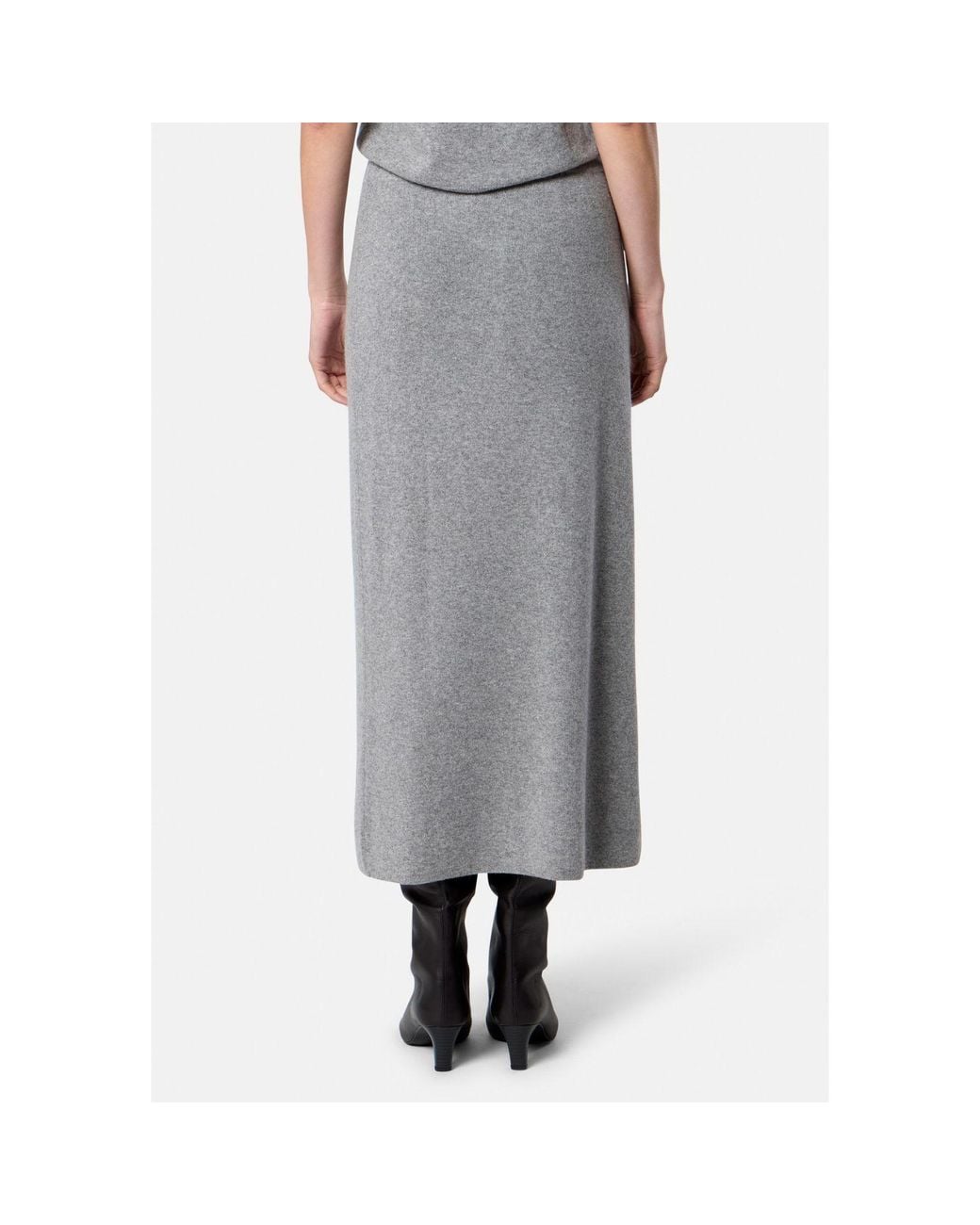 Helen Mcalinden Gray Rhea Ribbed Marl Cashmere Skirt