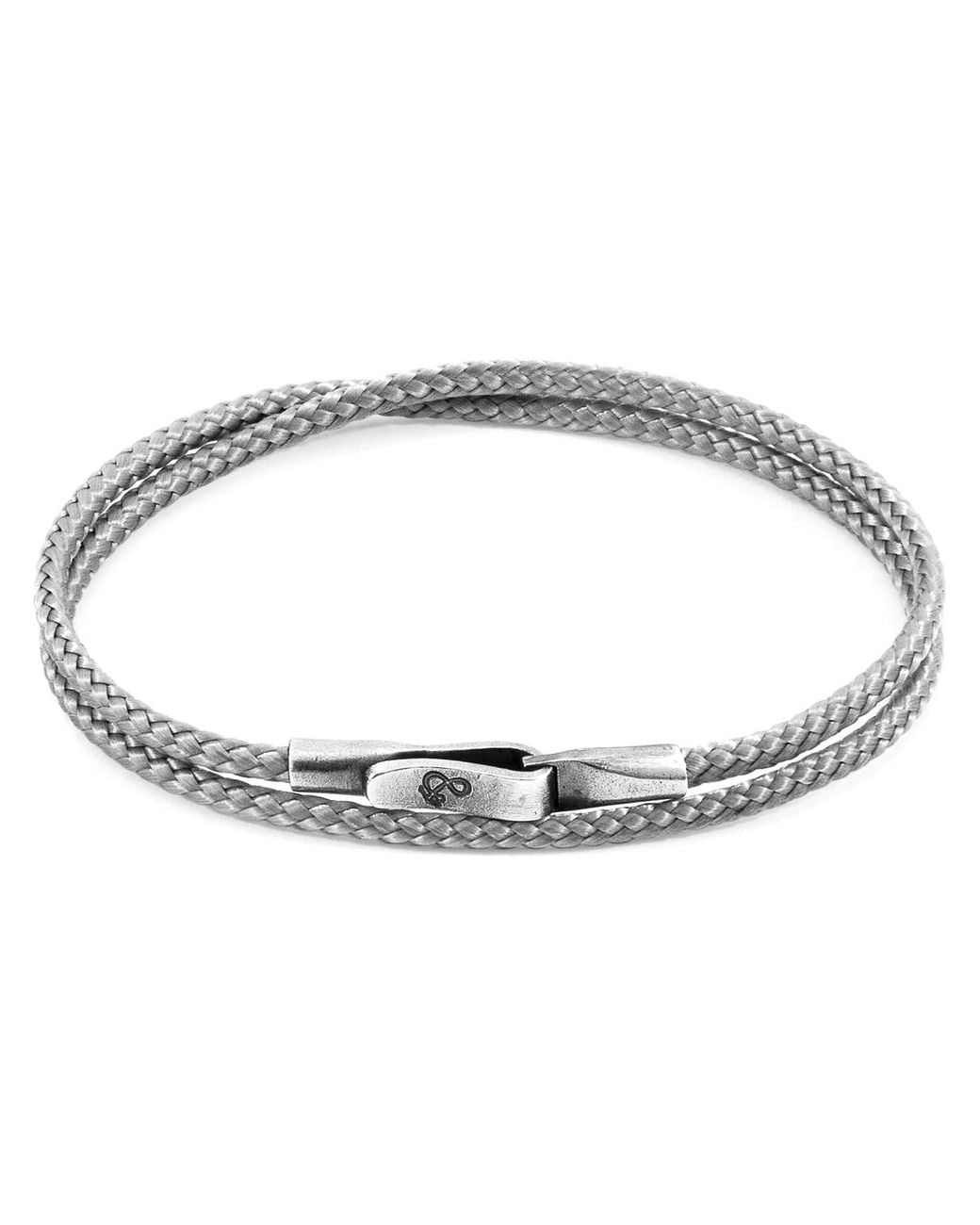 Anchor and Crew Metallic Classic Grey Liverpool Silver & Rope Bracelet for men
