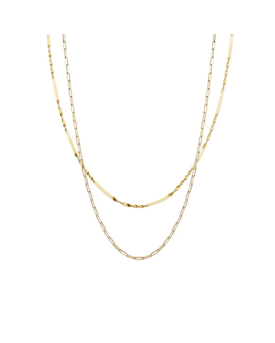 Spero London Metallic Semi Twisted & Paperclip Chain Sterling Layering Necklace Set