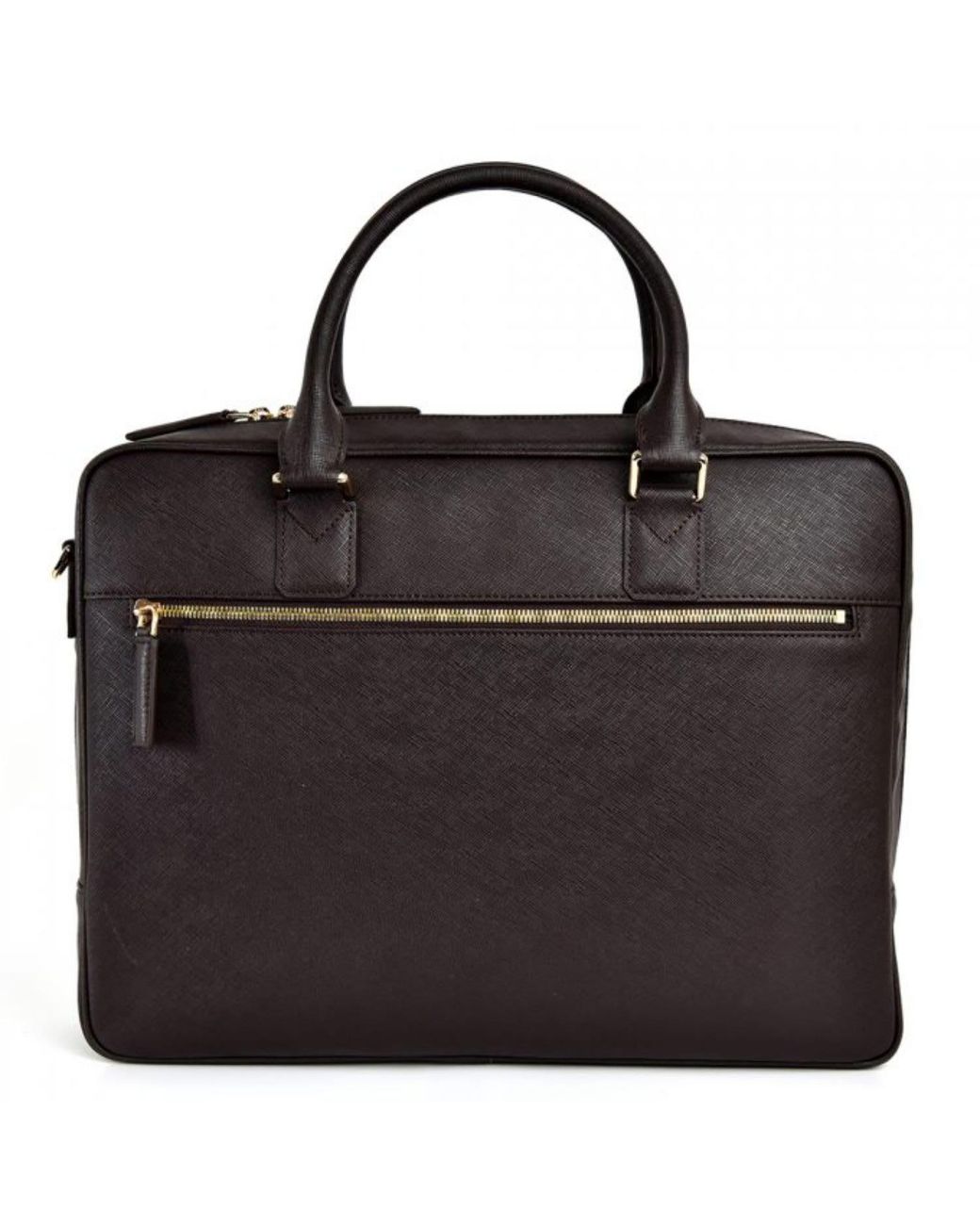 DAVID WEJ Black Saffiano Leather Briefcase – for men