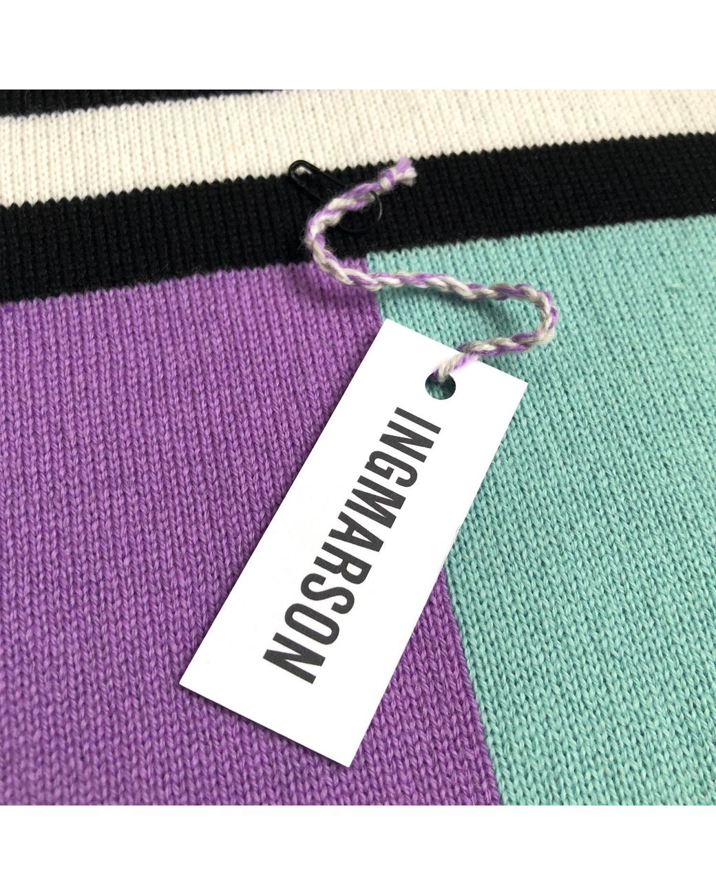 INGMARSON Blue Multicolour Stripe Pastel Wool & Cashmere Scarf
