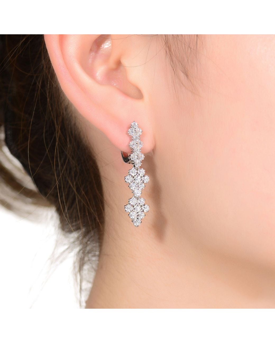 Genevive Jewelry Metallic Sterling Cubic Zirconia Drop Earrings