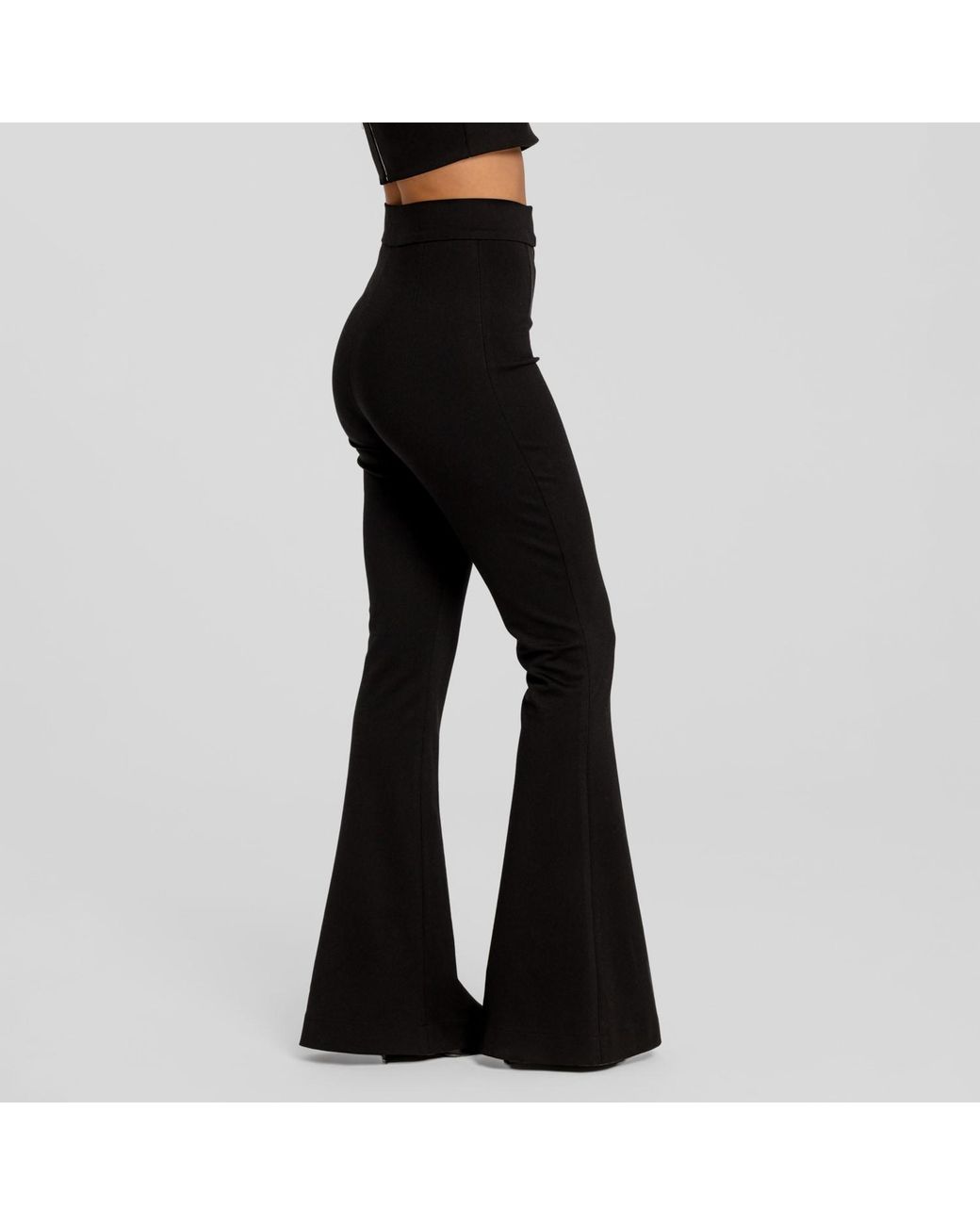 Mandragora Black High-Waisted Fitted Flared Trousers Vanya