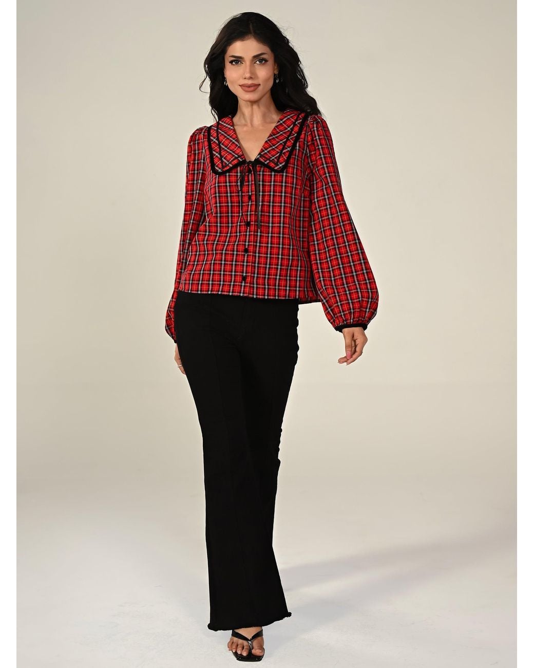 Rose & Nancy Red Sally Tartan Check Blouse