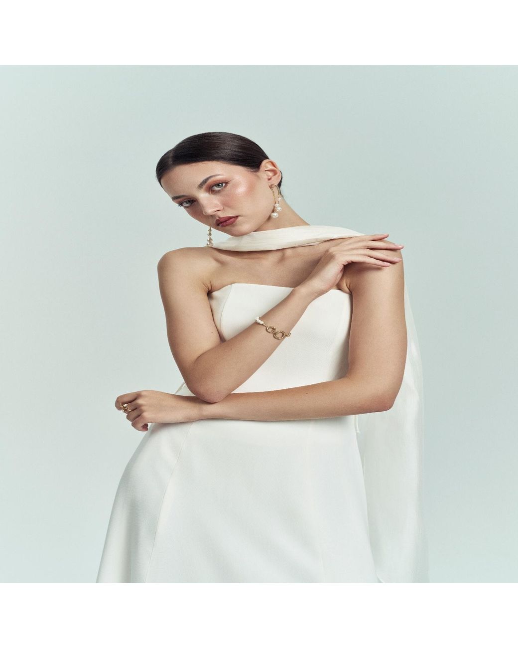 Elsava White Long Dress