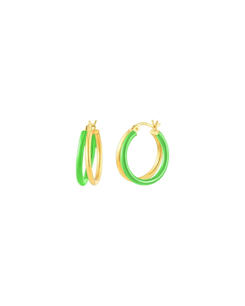 Gold & Honey Green Double Hoop Earrings