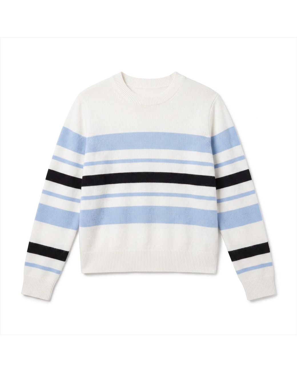 Brodie Cashmere White Beach Embroidery Cashmere Crew Neck Jumper