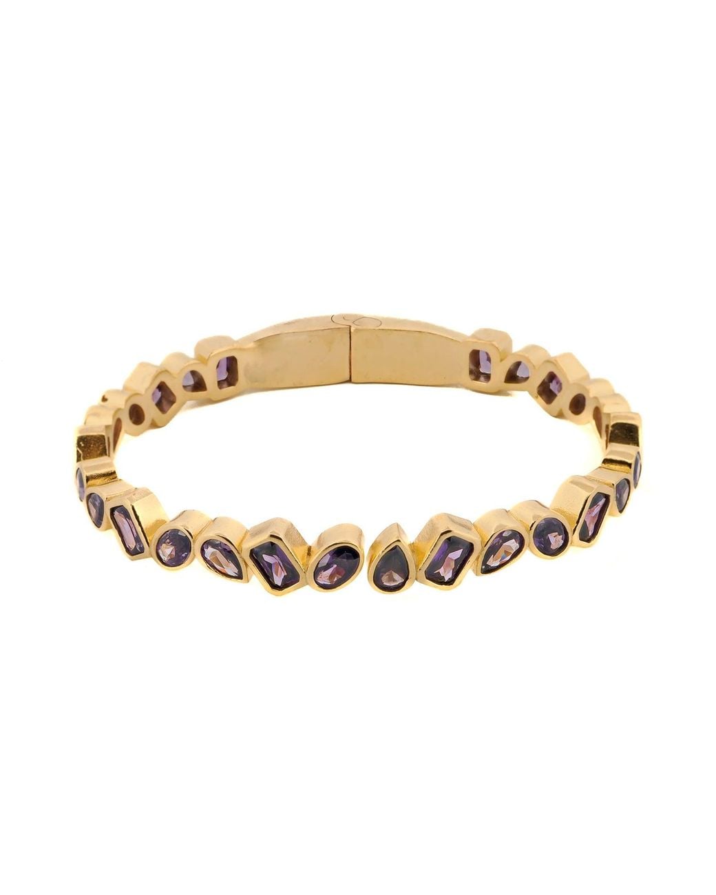 Ebru Jewelry Metallic Amethyst & Majestic Bangle Design Bracelet