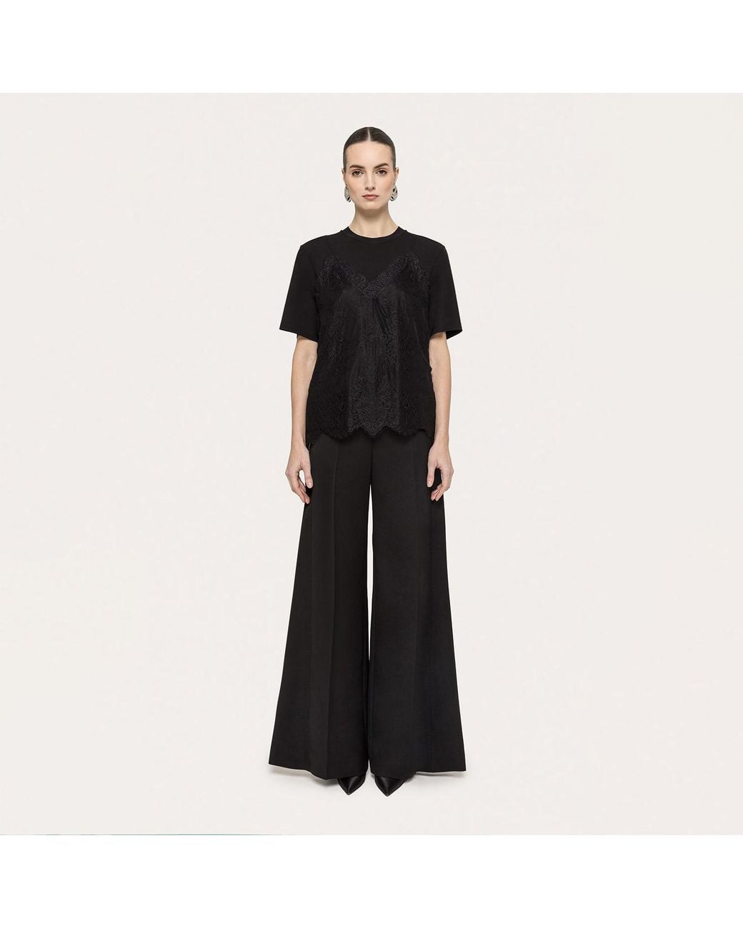 Nissa Black Lace-Panel Top