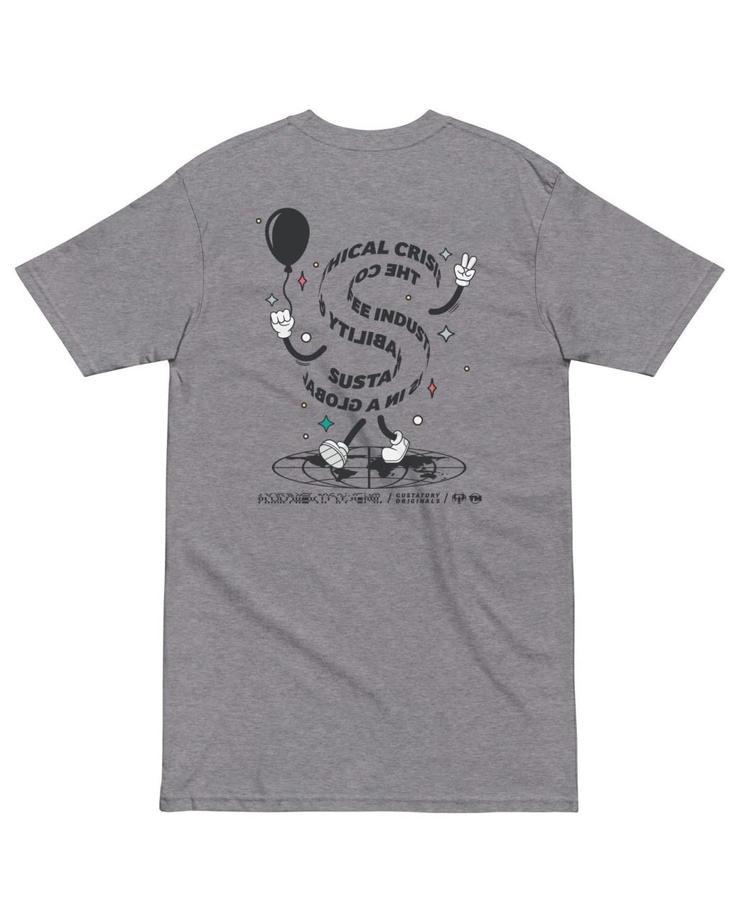 Anchor and Crew Gray Heather Gustatory Originals Sustainability Crisis Heavy Cotton Embroidered T-Shirt