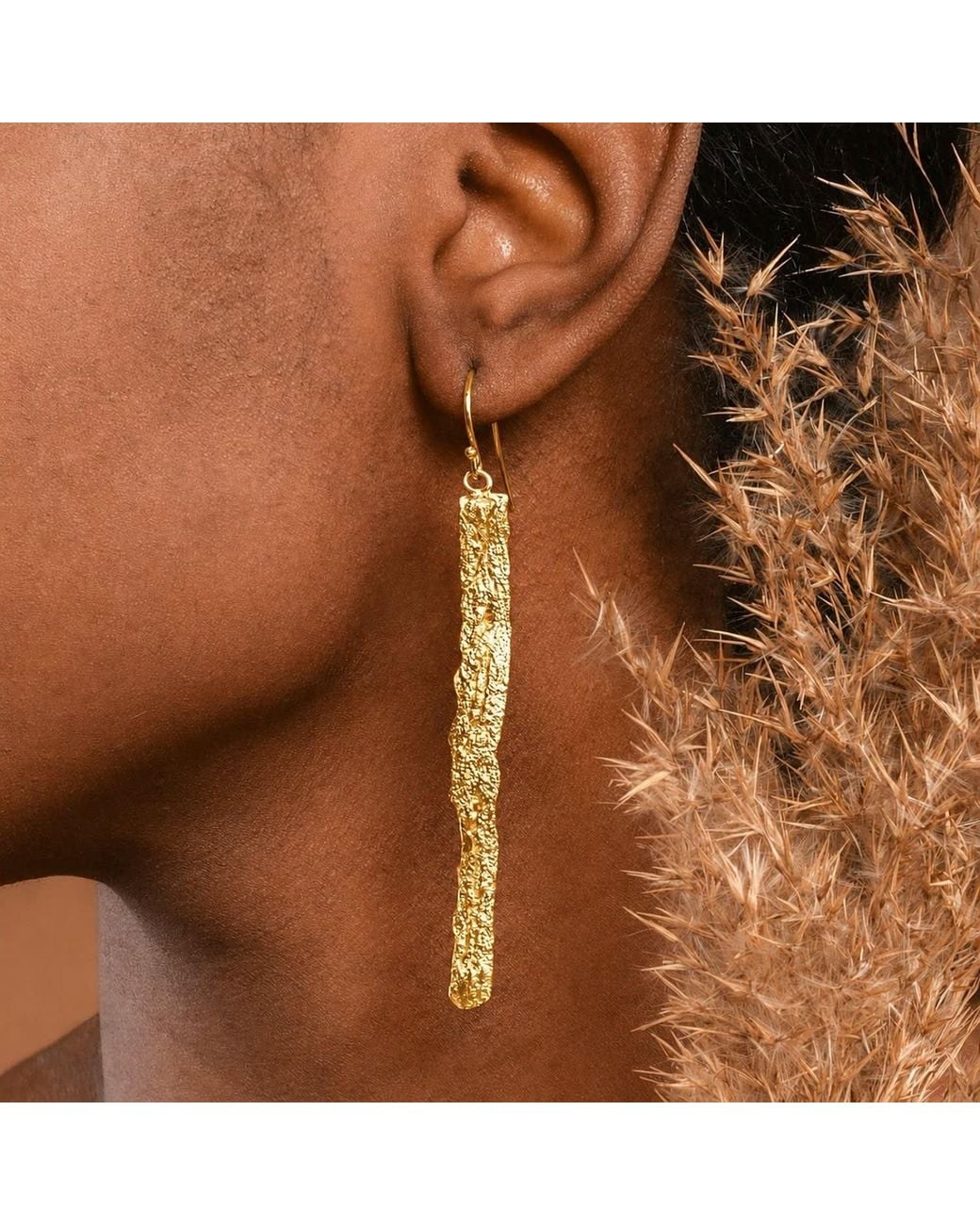 Mother Nature Jewelry Metallic Tree Bark Earrings, Handmade Statement Dangles