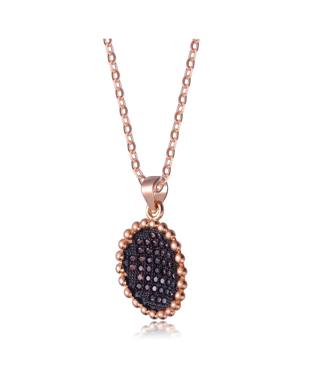 Genevive Jewelry Pink Rose Sterling Cubic Zirconia Round Shaped Pendant