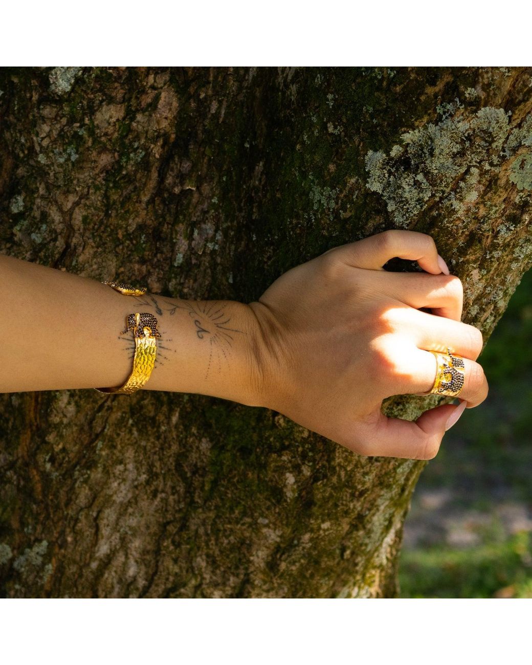Ebru Jewelry Metallic Guardian Elephant Cuff Bracelet