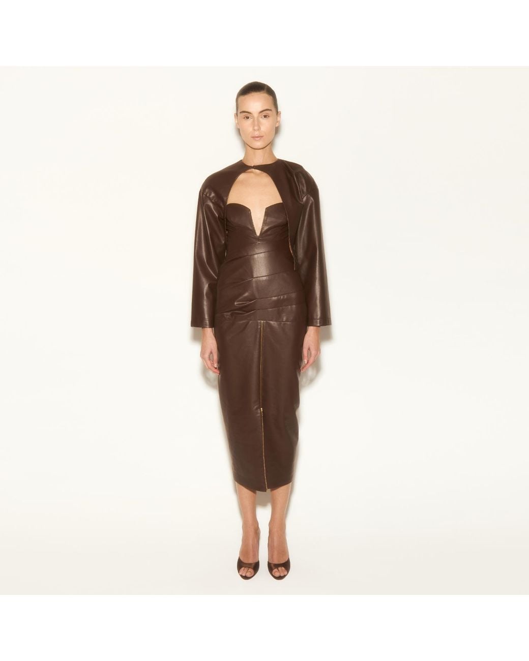 Herfetch Brown Midi Power Dress