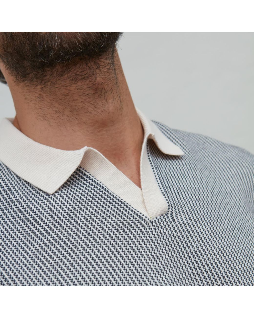 Paul James Knitwear Gray Mens Lightweight Cotton Gallo Fishermans Buttonless Polo Shirt for men