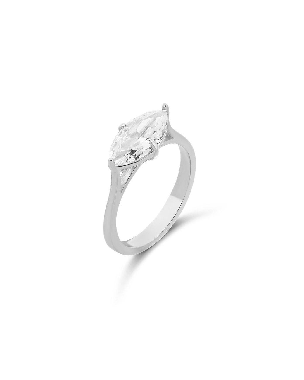 SHYMI White Sideways Marquis Shape Cocktail Ring