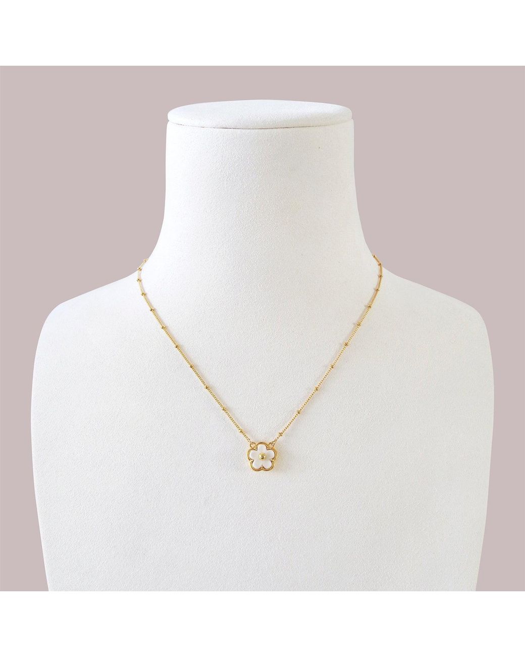 POPORCELAIN Metallic Mini Porcelain Daisy Necklace