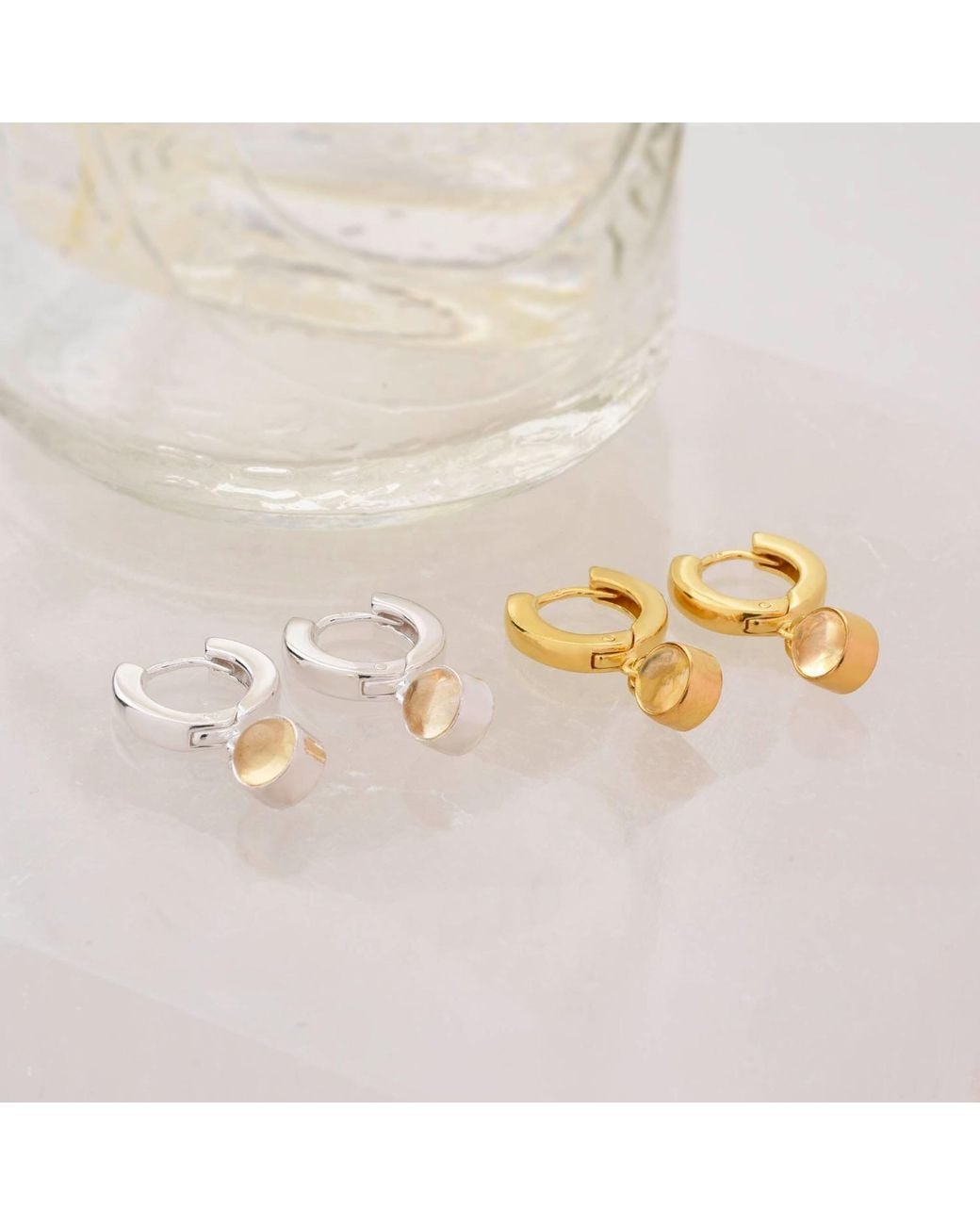 Nellou Jewellery Metallic Gem Hoop November Birthstone Earrings Plated Sterling