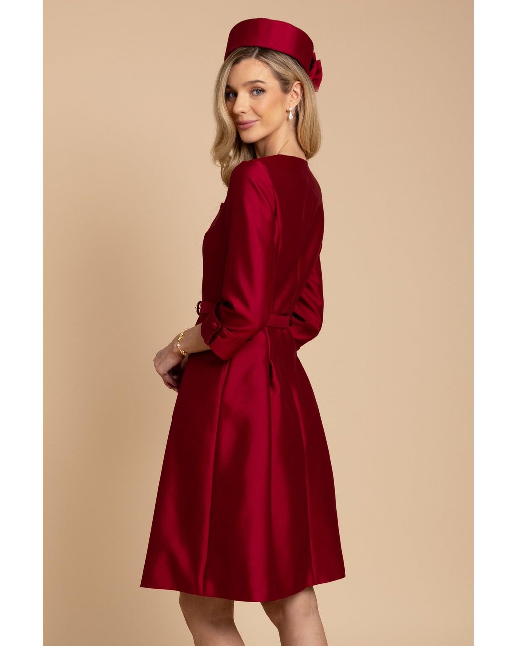 Santinni Red Spencer Silk & Wool Dress