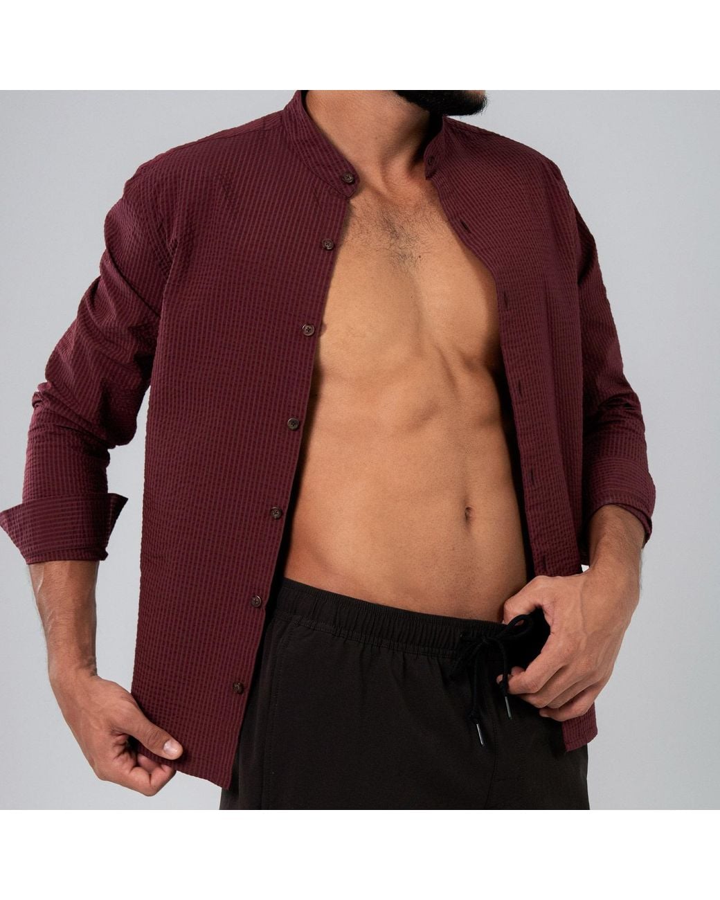 Duskitten Purple Oxblood Meridian Seersucker Shirt for men