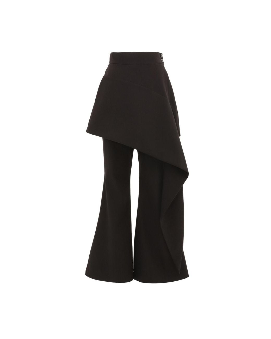 Julia Allert Black Asymmetric Overlay Flared Trousers