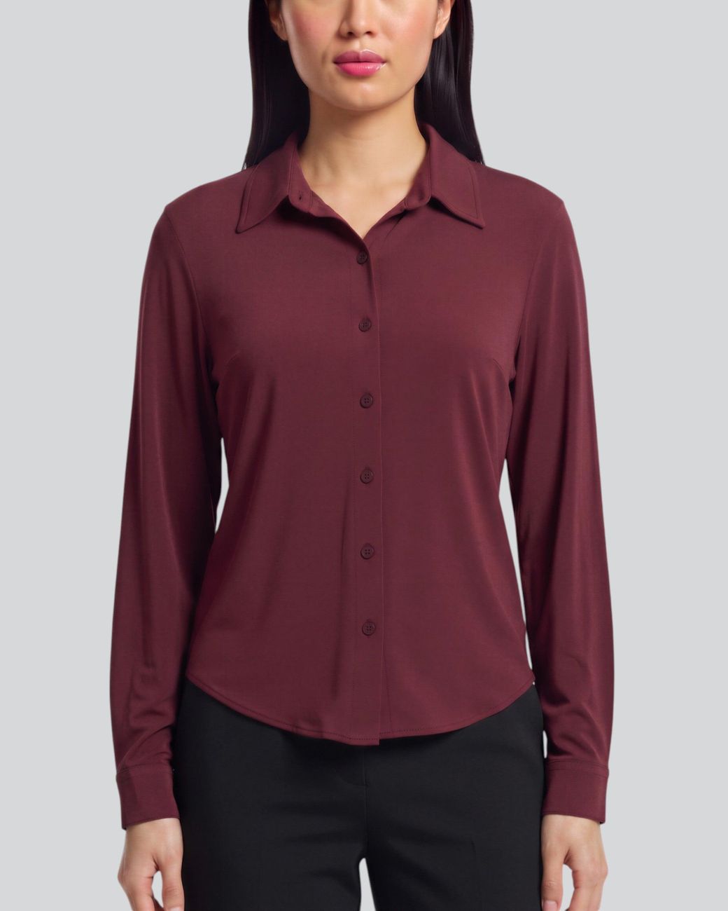 Lords of Harlech Purple Stephanie Port Lyocell Stretch Long-Sleeve Shirt