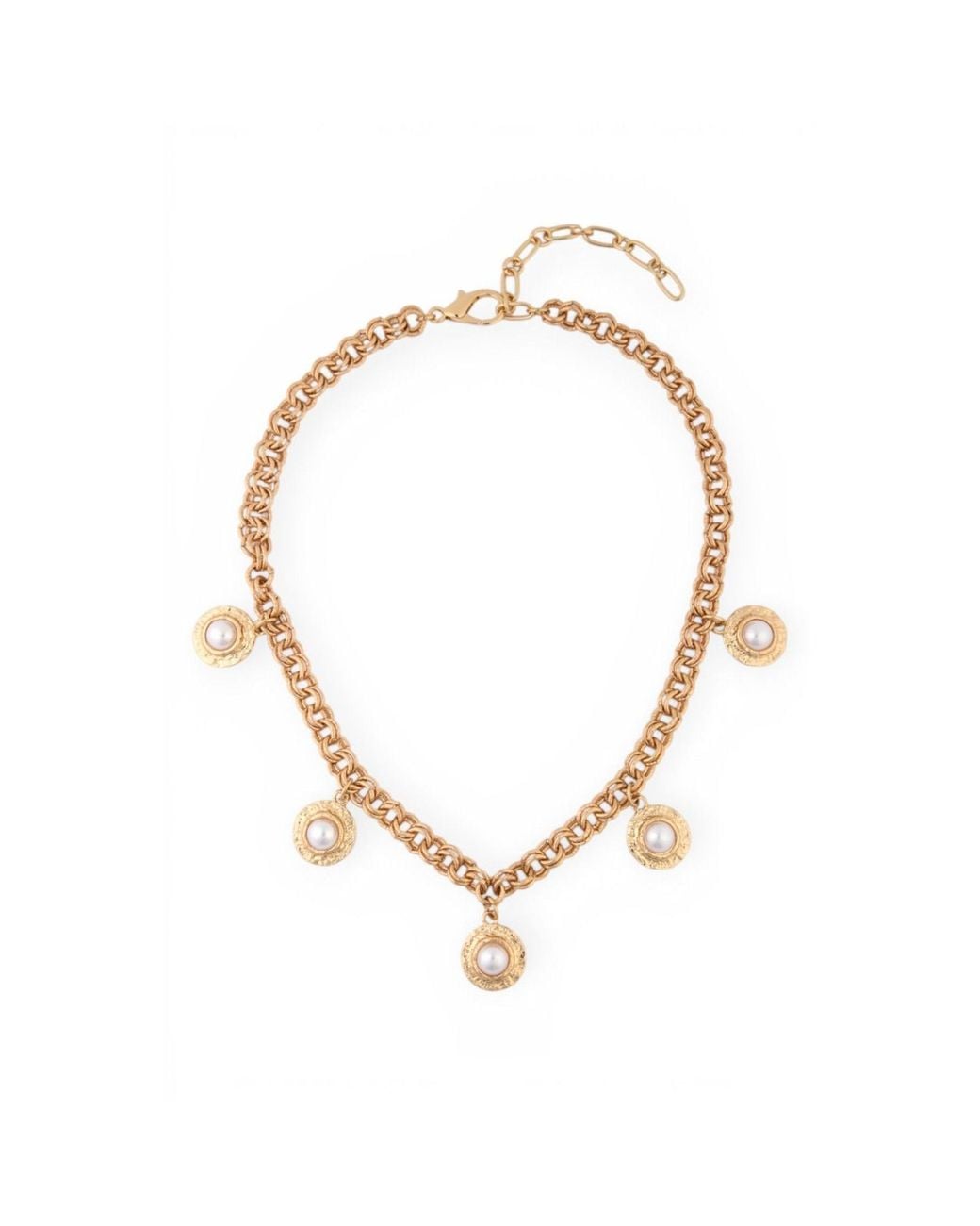Saachi Metallic Framed Pearl Charm Necklace