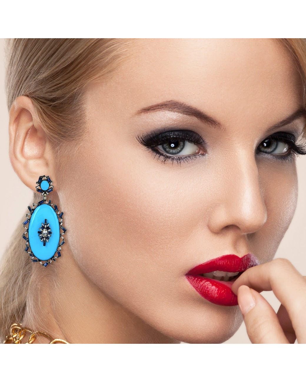 Artisan Blue Sapphire & Diamond Enamel Drop Earrings