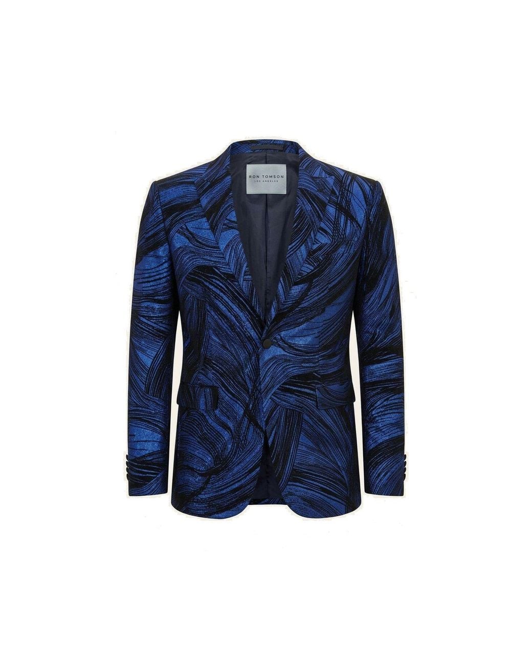 Ron Tomson Blue Cascading Peak Lapel Tuxedo Jacket for men
