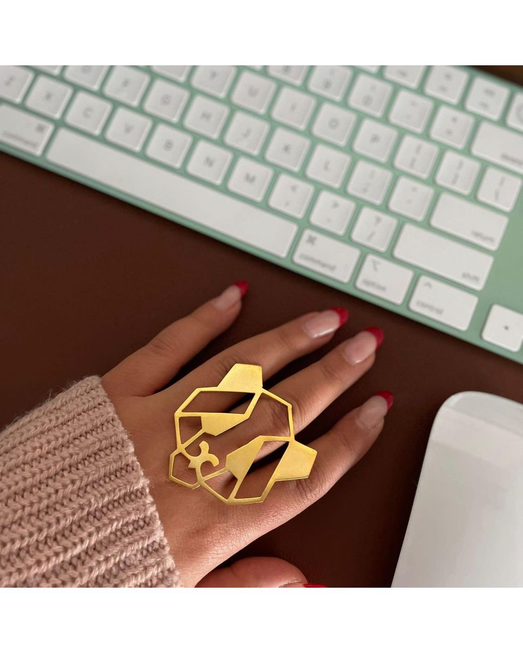 Meraki by Rashmi Bajaj Metallic Playful Panda Plated Chunky Ring