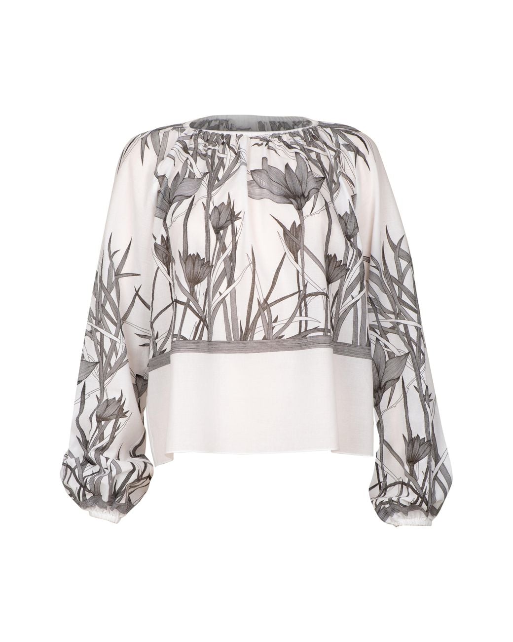 Ginta White Neutrals Floral-Print Cotton Top