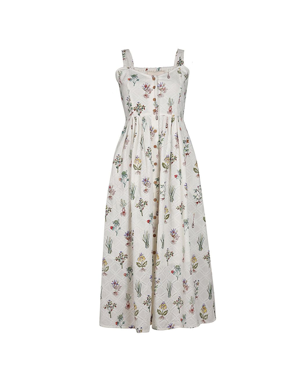 Em & Shi White Healing Herbs Button Down Dress