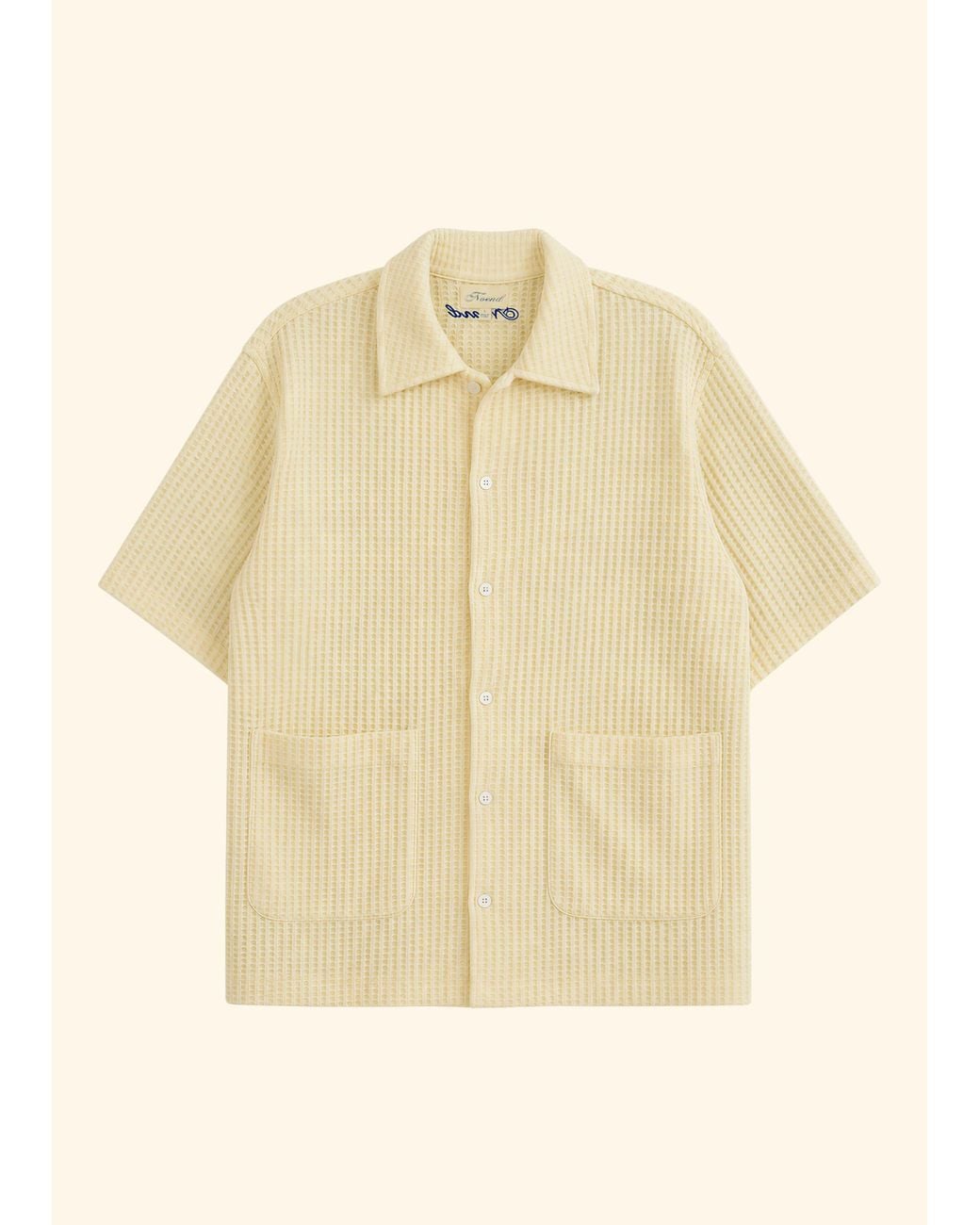 NOEND Natural Textured Convertible Collar Shirt for men