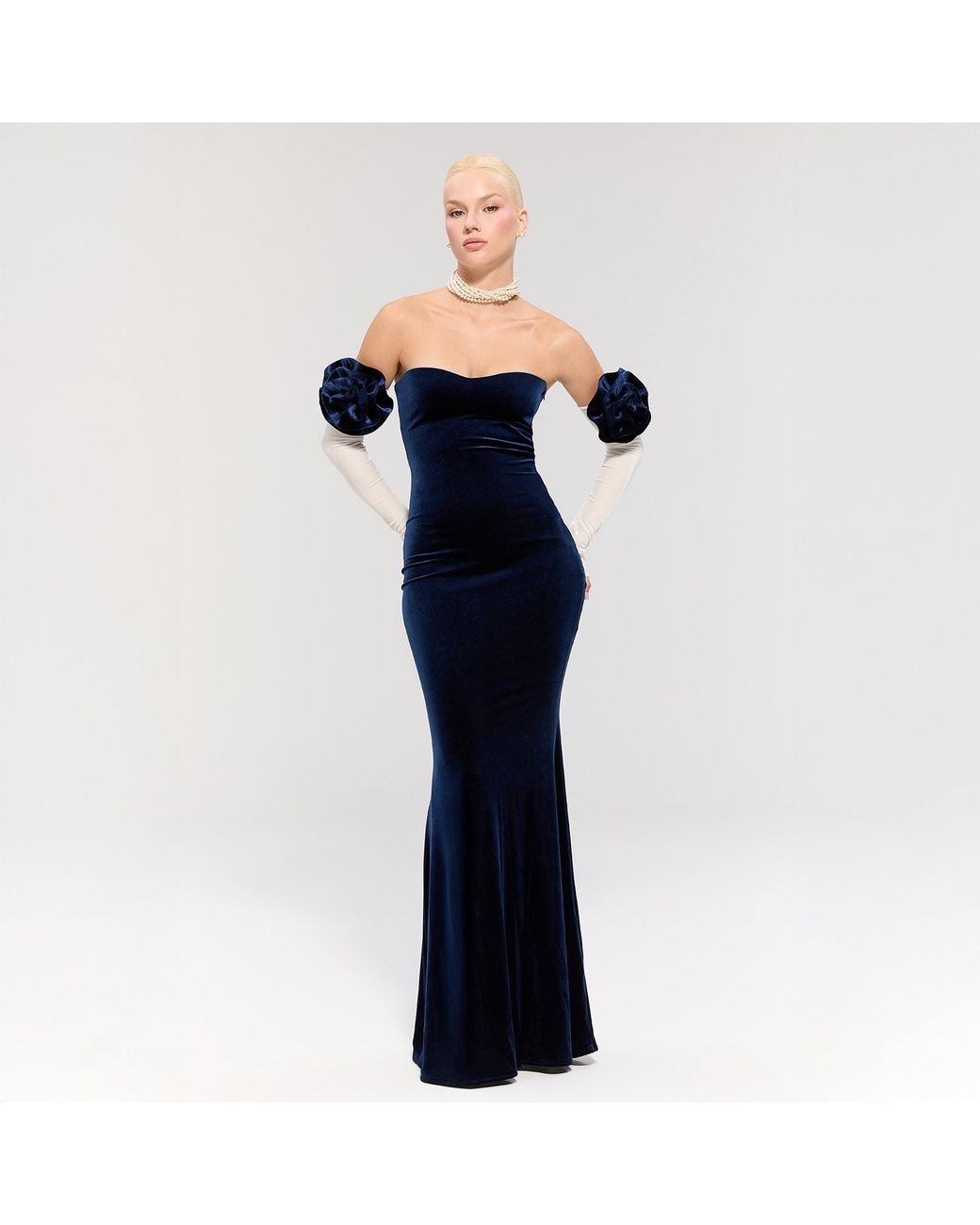Nur Karaata Blue Versailles Rose N & W Gown