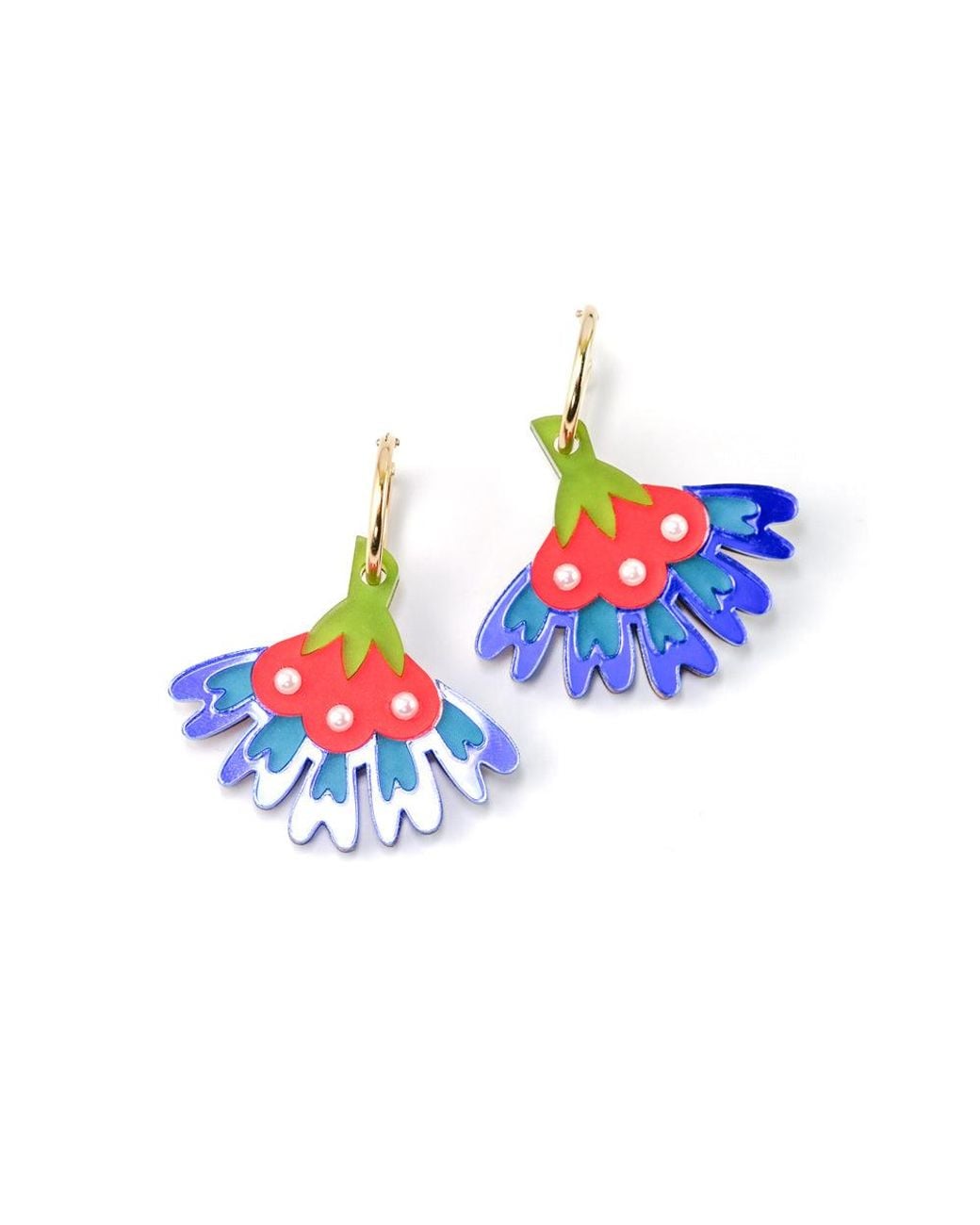 By Chavelli Blue Cosmos Flower Earrings